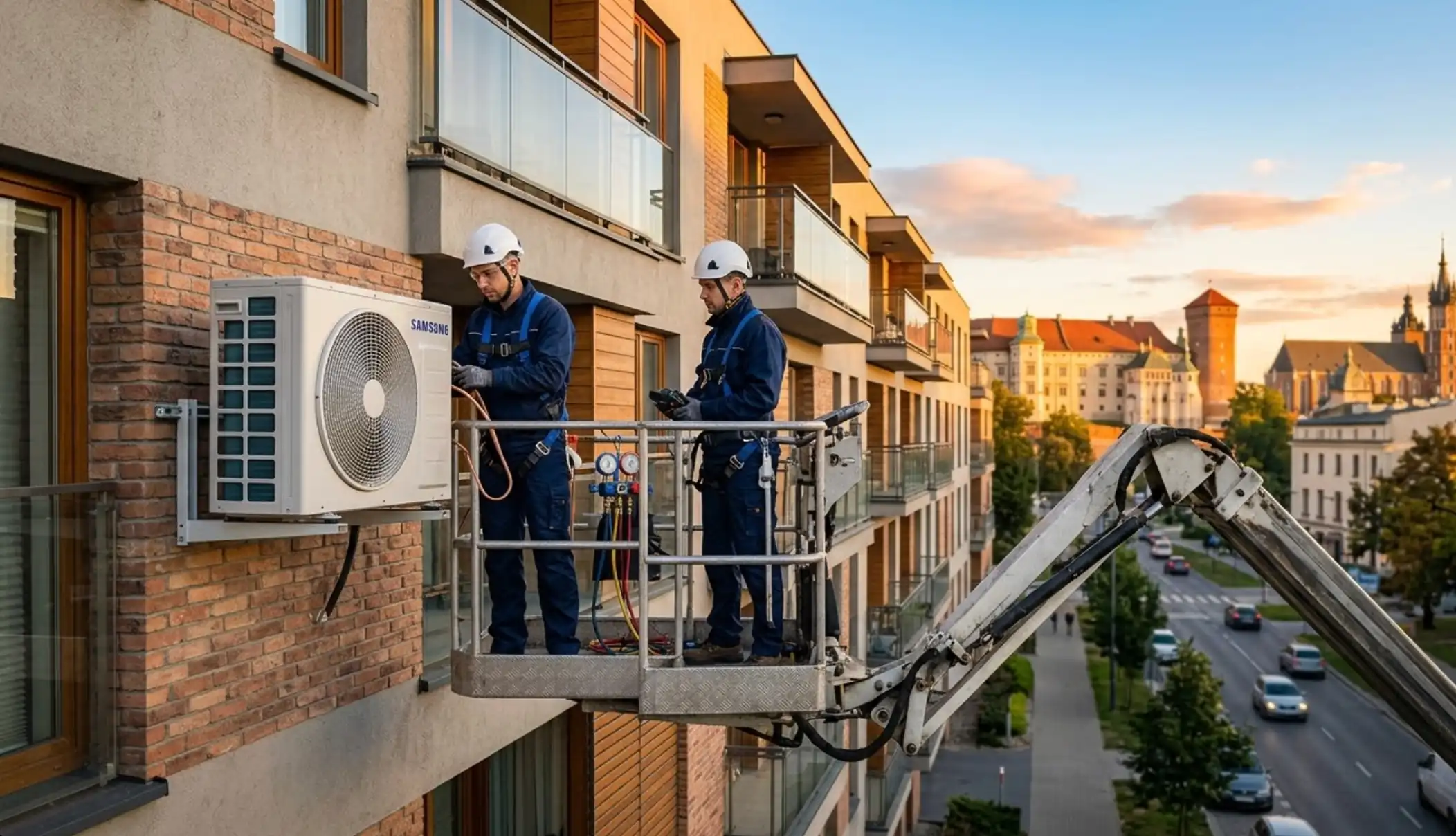 Montaż i serwis klimatyzacji z podnośnika w Krakowie